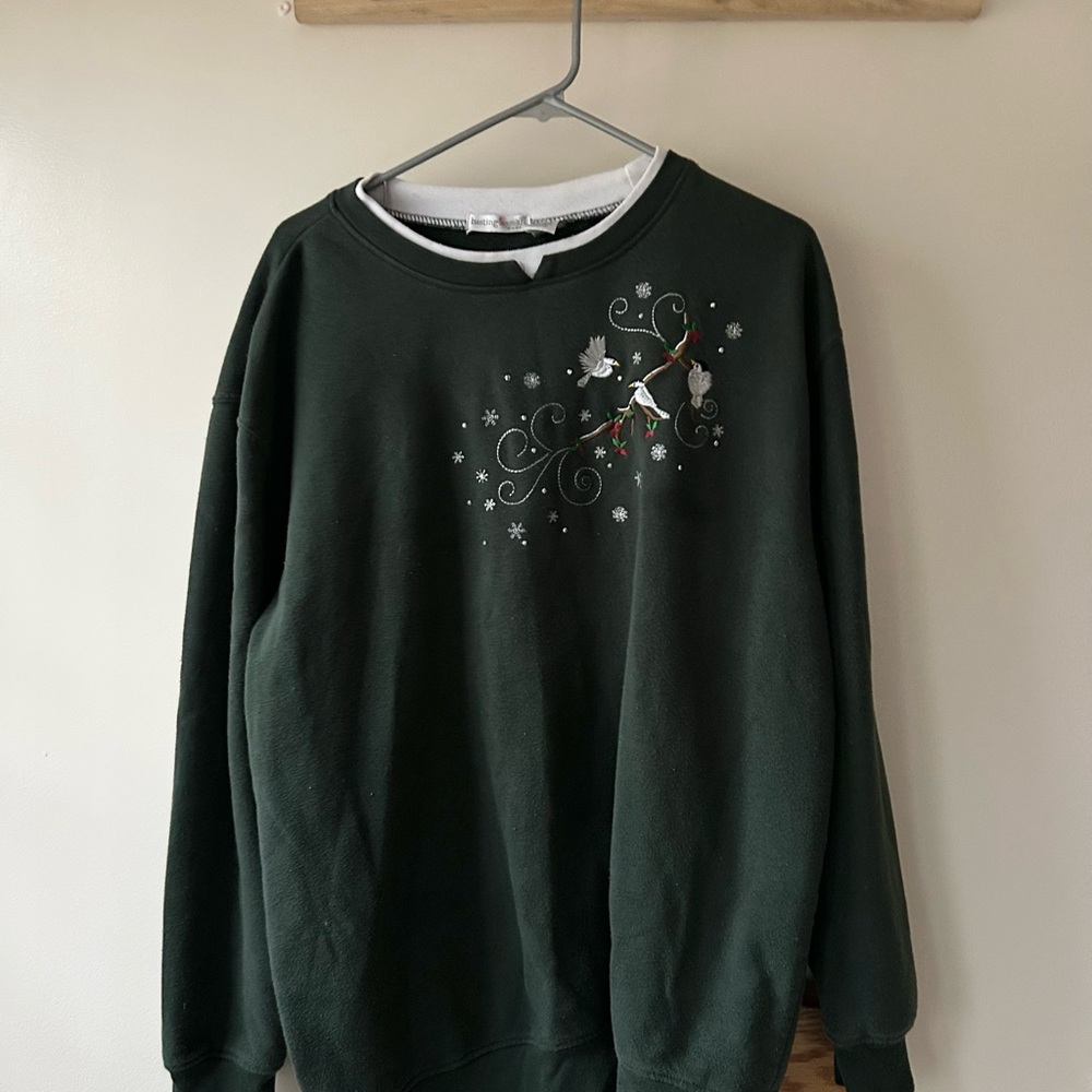 Dark Green Embroidered Women's Sweater